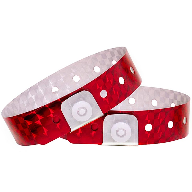 OUCHAN Holographic Plastic Party Wristbands Red- 500 Pack Vinyl Wristbands for Events Club Music Meeting - Image 1